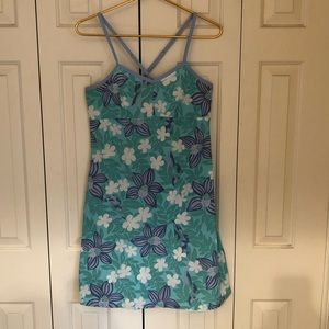 Lily Pulitzer sundress with blue and white flowers